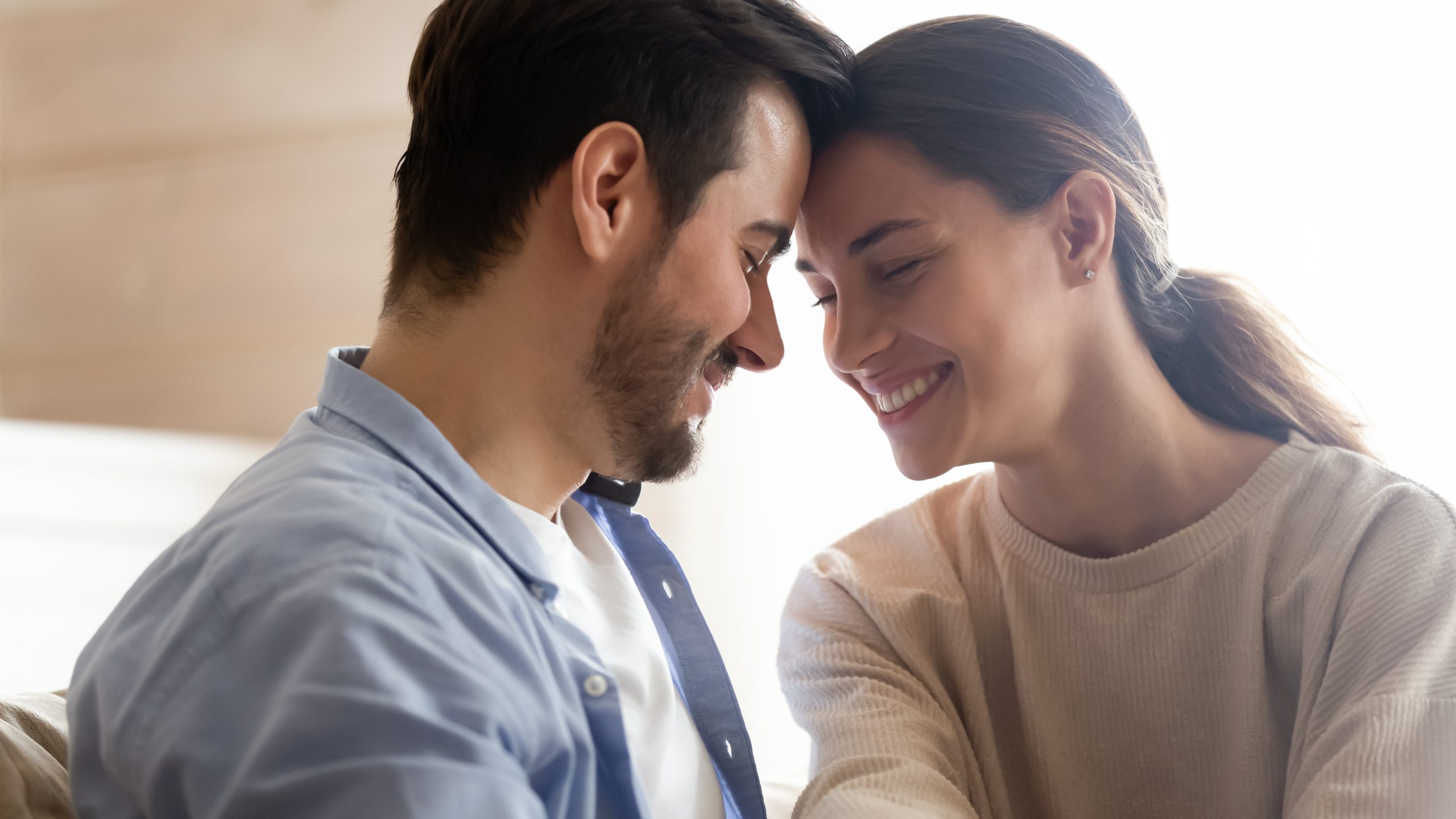Smiling,Millennial,Man,And,Woman,Touch,Foreheads,Hug,Spend,Romantic how often does an ex come back